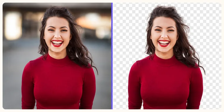 Before-and-after example for Remove background