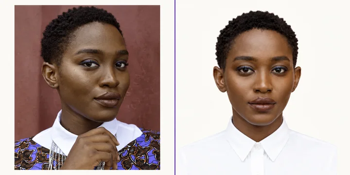 Before-and-after example for ID photos