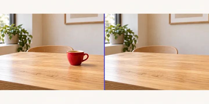 Before-and-after example for Magic eraser