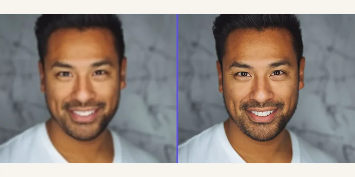 Before-and-after example for Upscale
